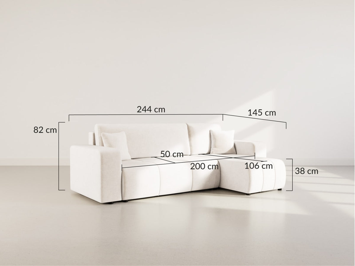 Canapé nuage d'angle réversible convertible 4 places en tissu taupe - NICOLE