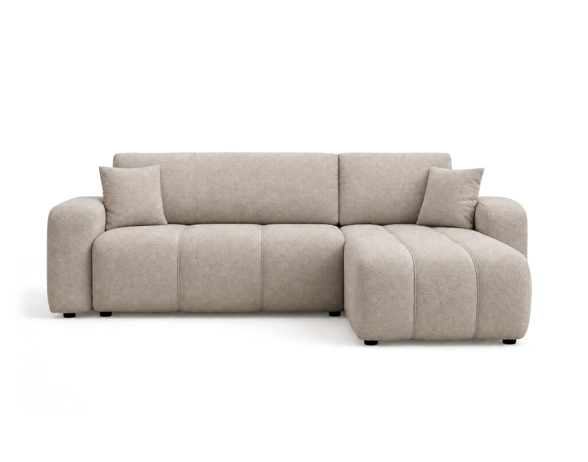 Canapé nuage d'angle réversible convertible 4 places en tissu taupe - NICOLE