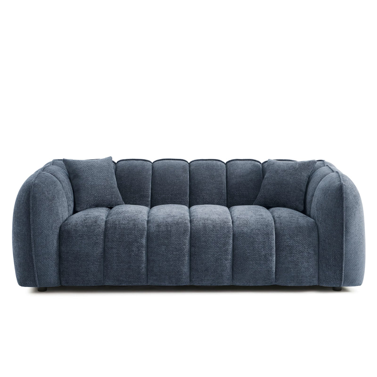 Canapé nuage droit 3 places en chenille bleu - MATILDA
