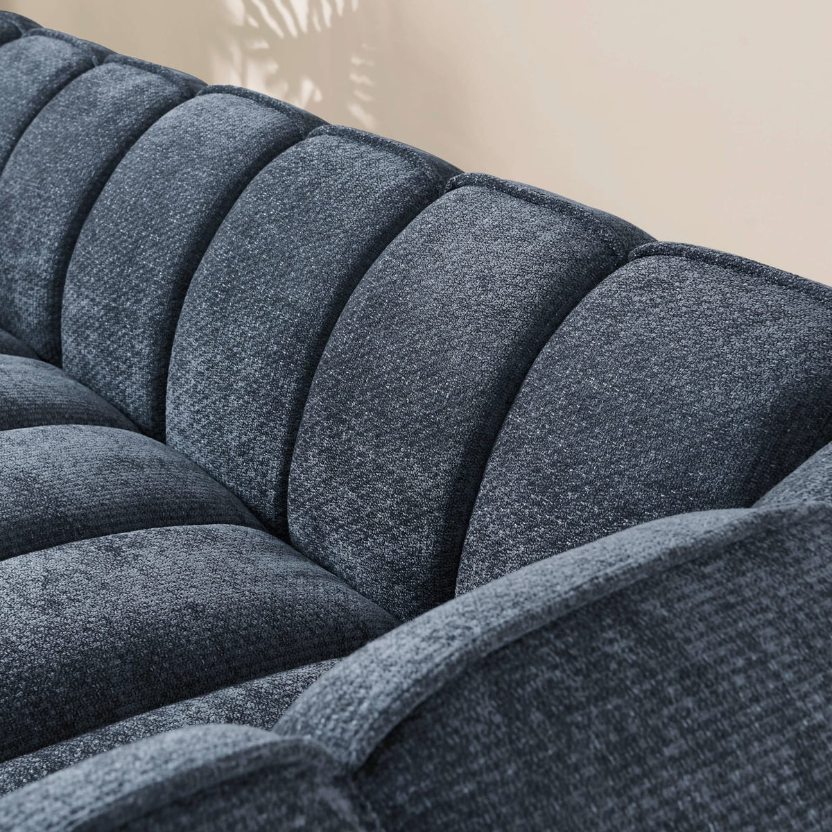 Canapé nuage droit 3 places en chenille bleu - MATILDA