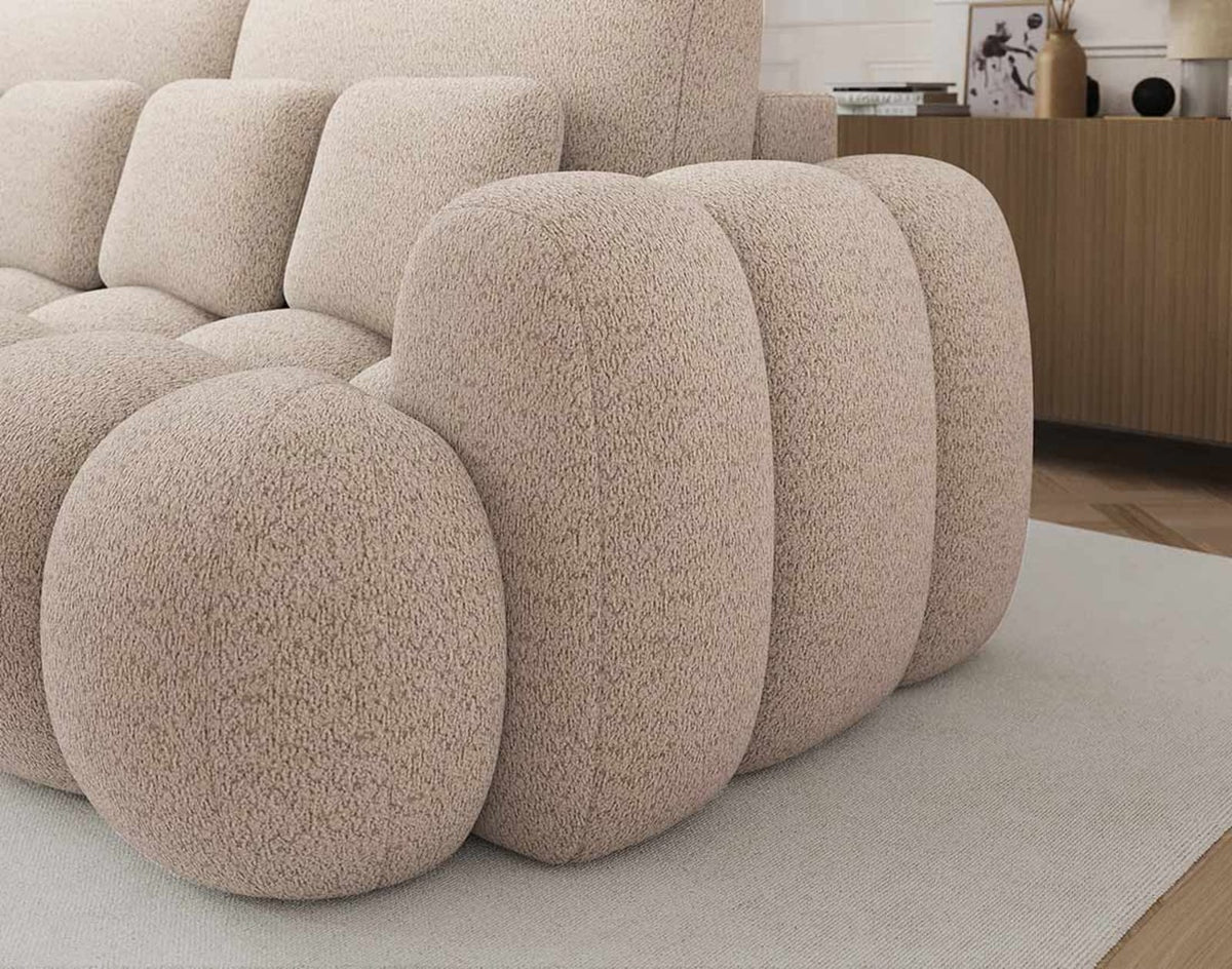 Canapé nuage convertible 3 places avec coffre bouclette beige - DORIAN