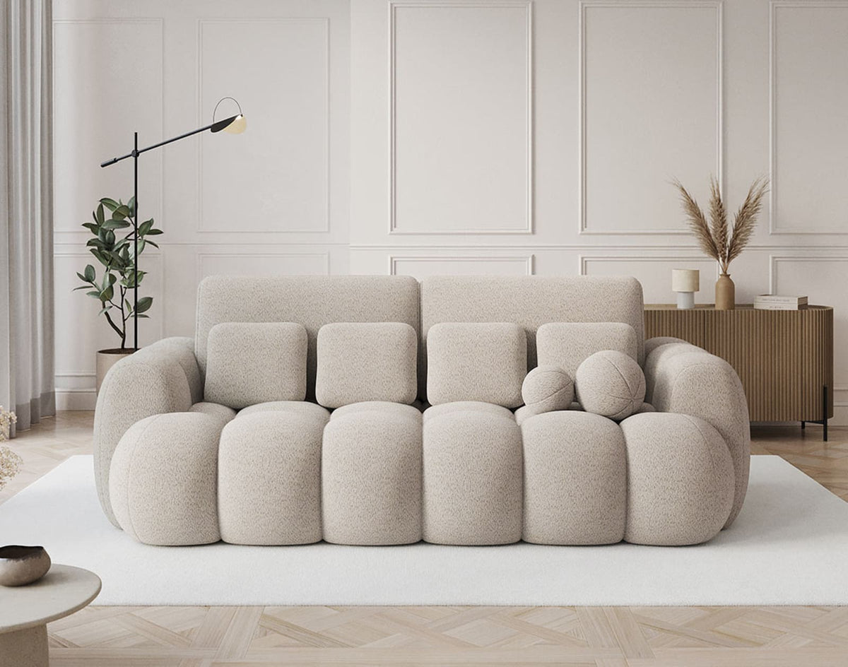 Canapé nuage convertible 3 places avec coffre bouclette beige - DORIAN