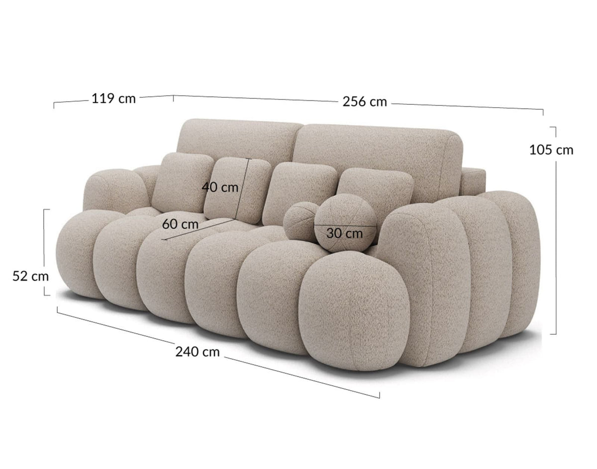 Canapé nuage convertible 3 places avec coffre bouclette beige - DORIAN