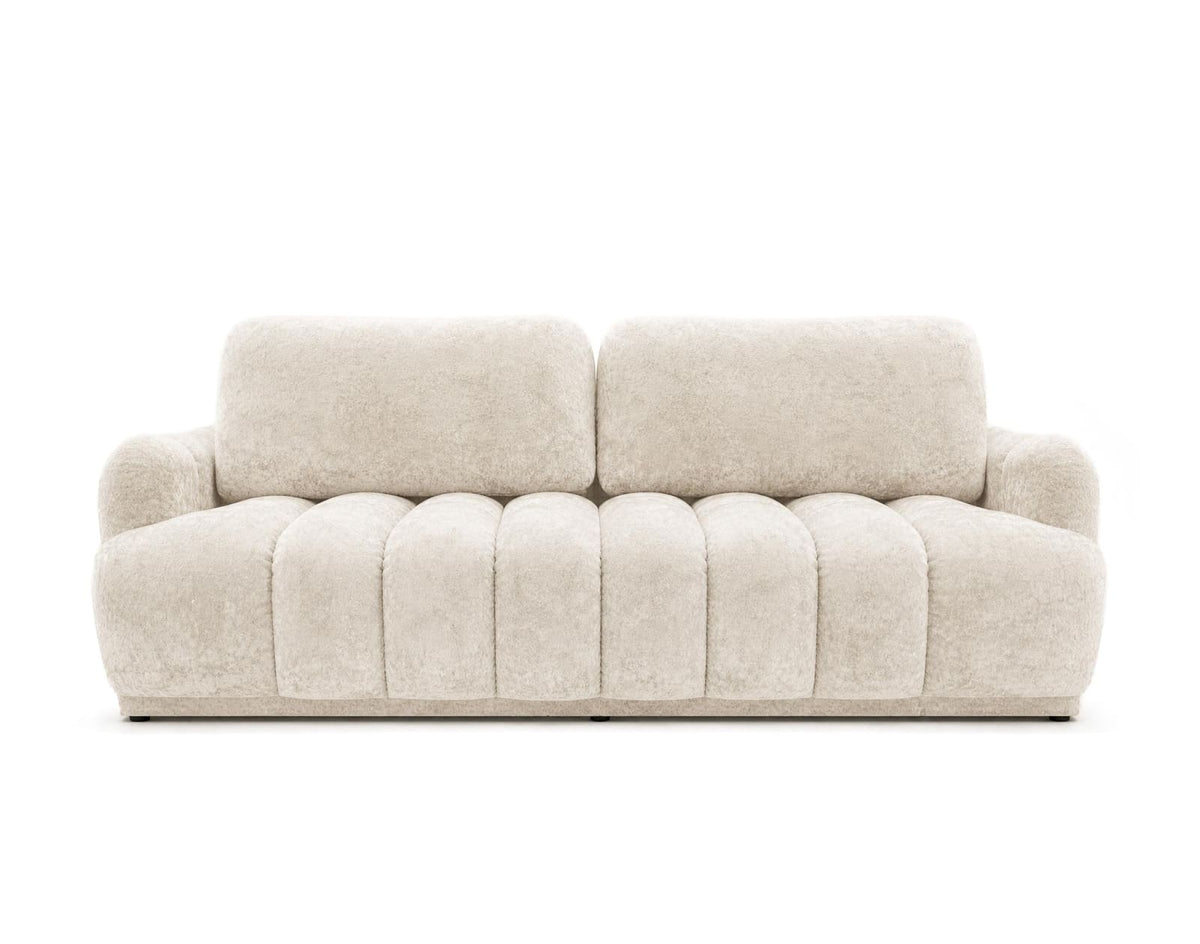 Canapé nuage droit convertible 3 places bouclette beige - SILVIA