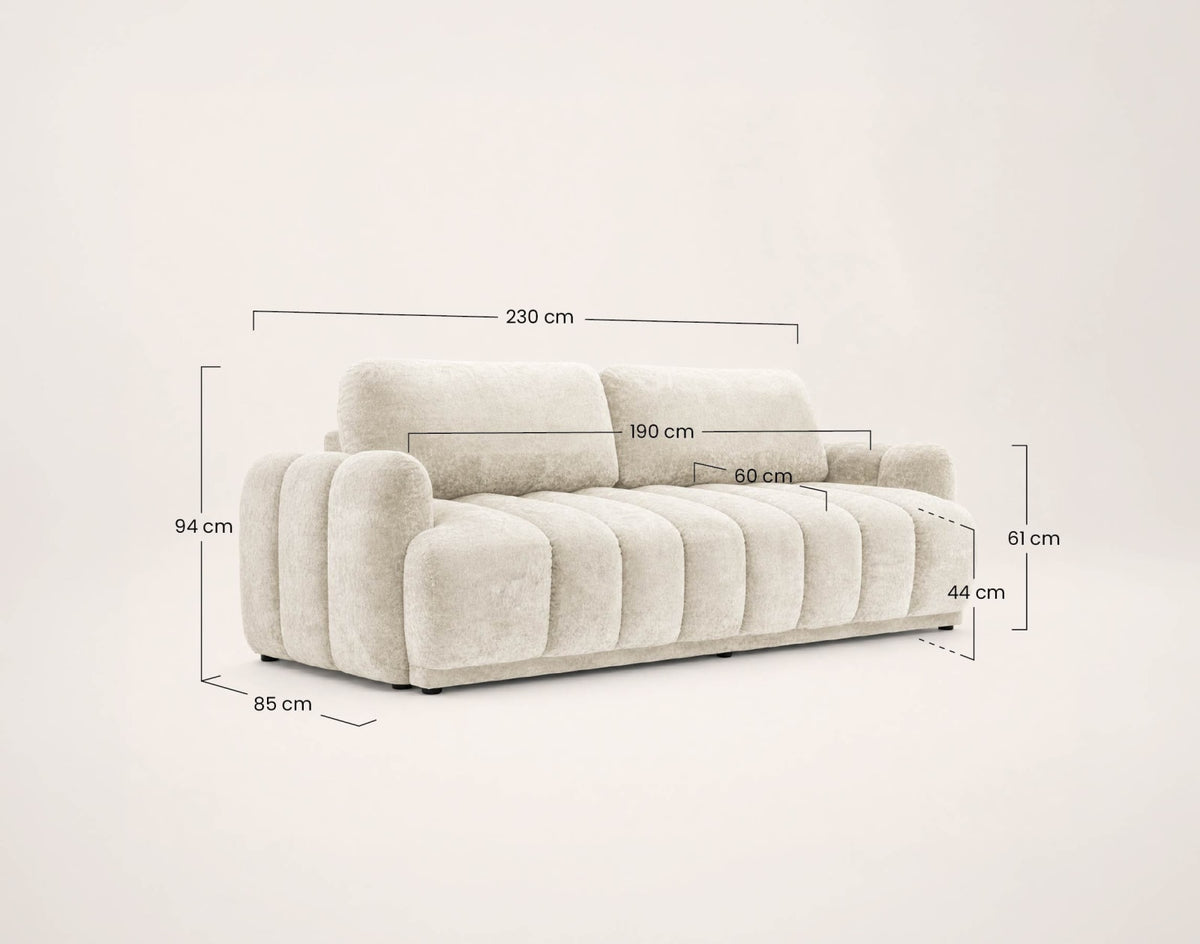 Canapé nuage droit convertible 3 places bouclette beige - SILVIA