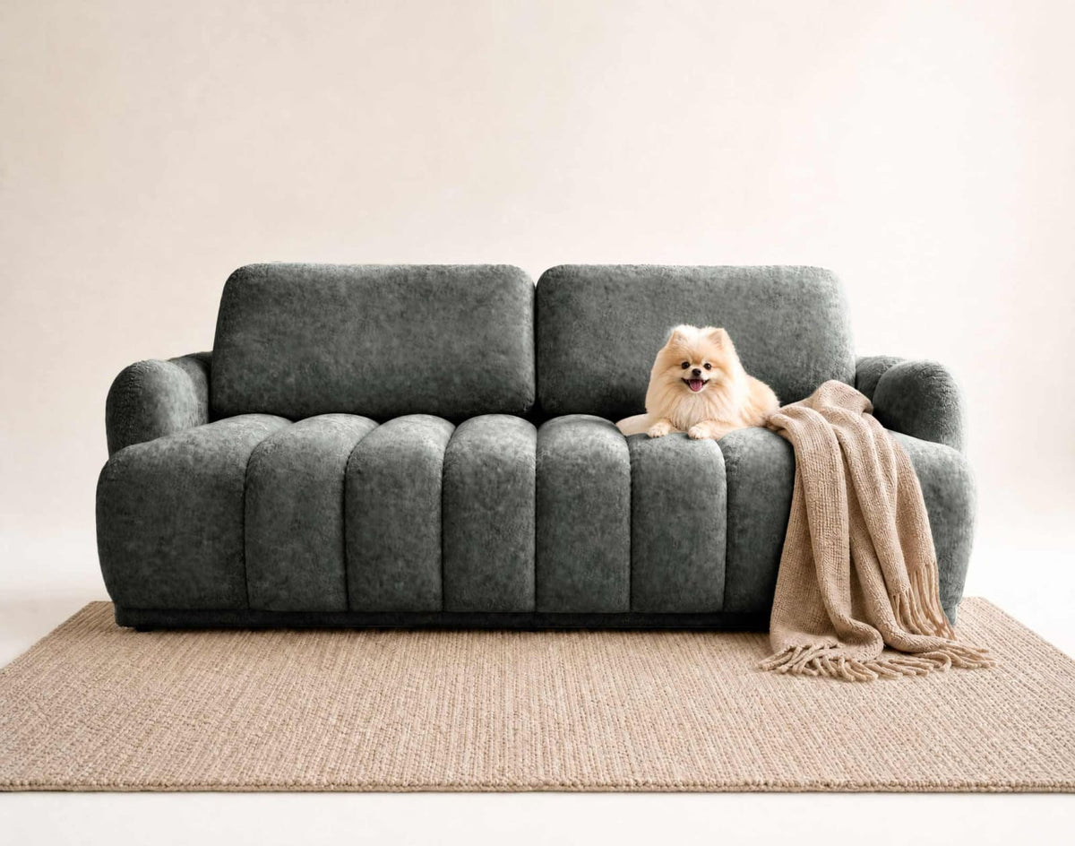 Canapé nuage droit convertible 3 places bouclette gris - SILVIA
