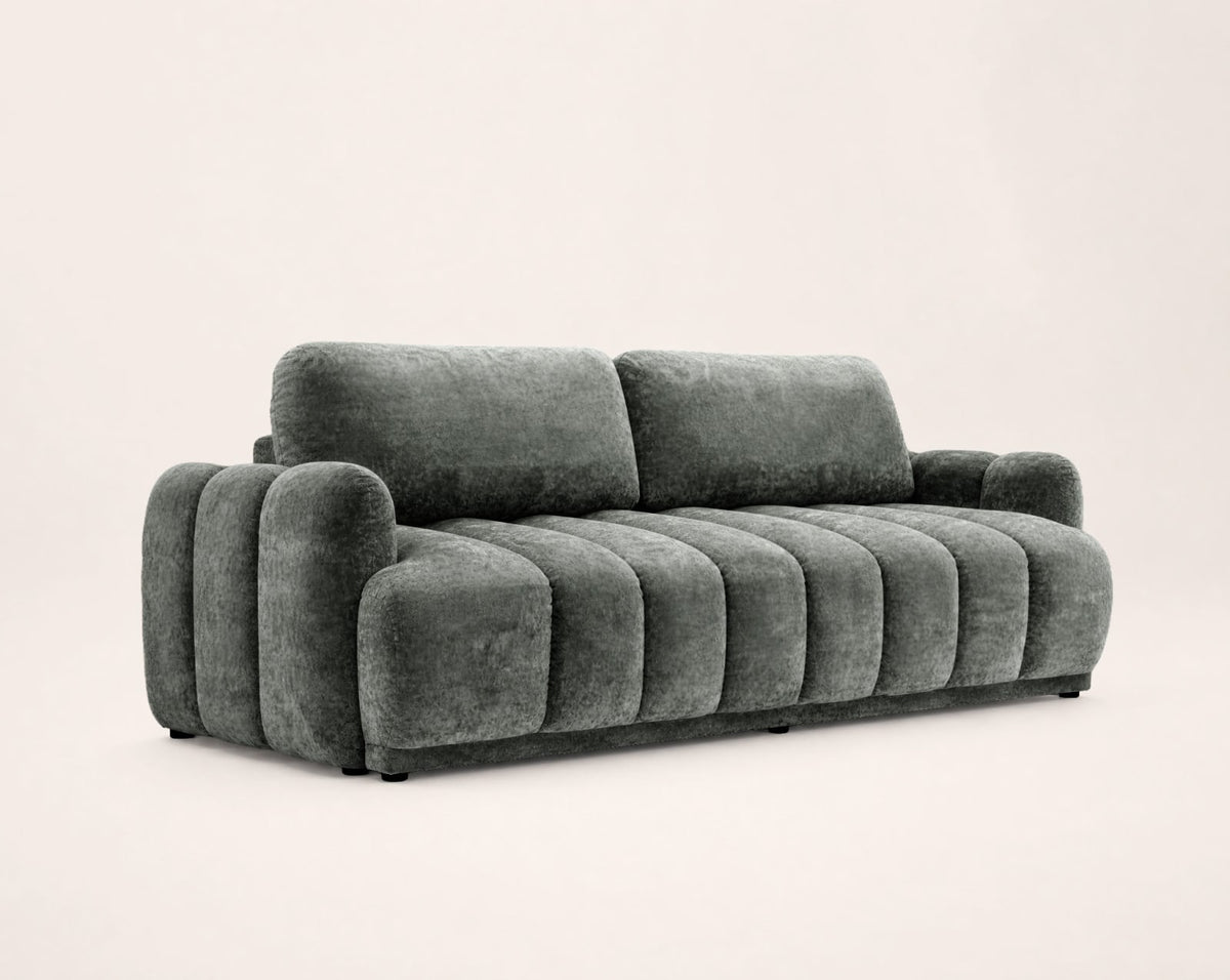 Canapé nuage droit convertible 3 places bouclette gris - SILVIA