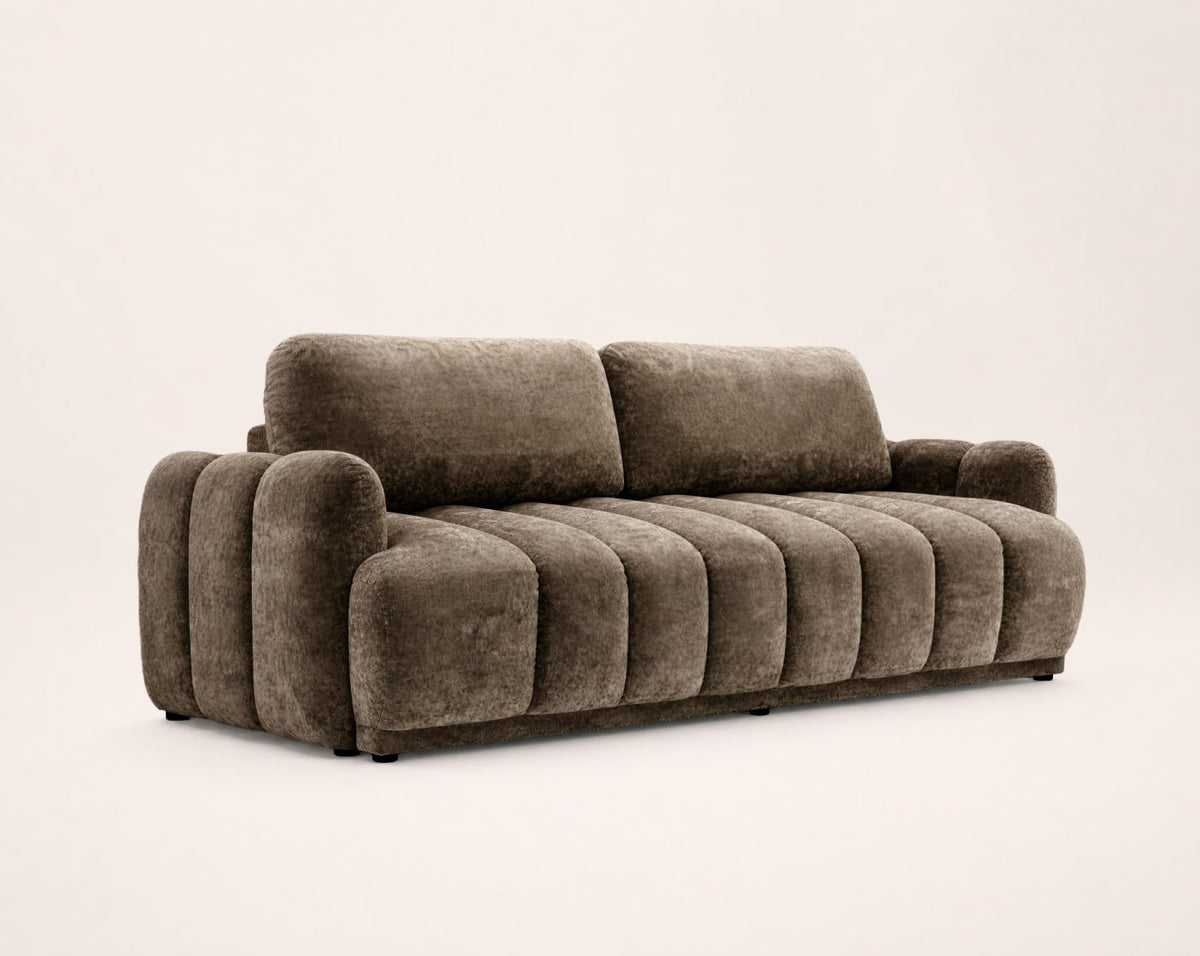 Canapé nuage droit convertible 3 places bouclette marron - SILVIA