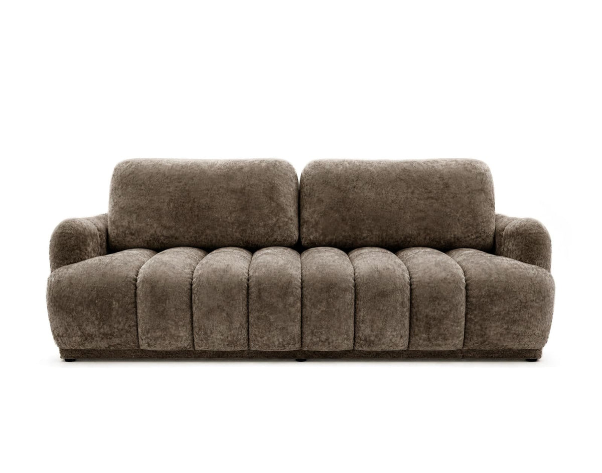 Canapé nuage droit convertible 3 places bouclette marron - SILVIA