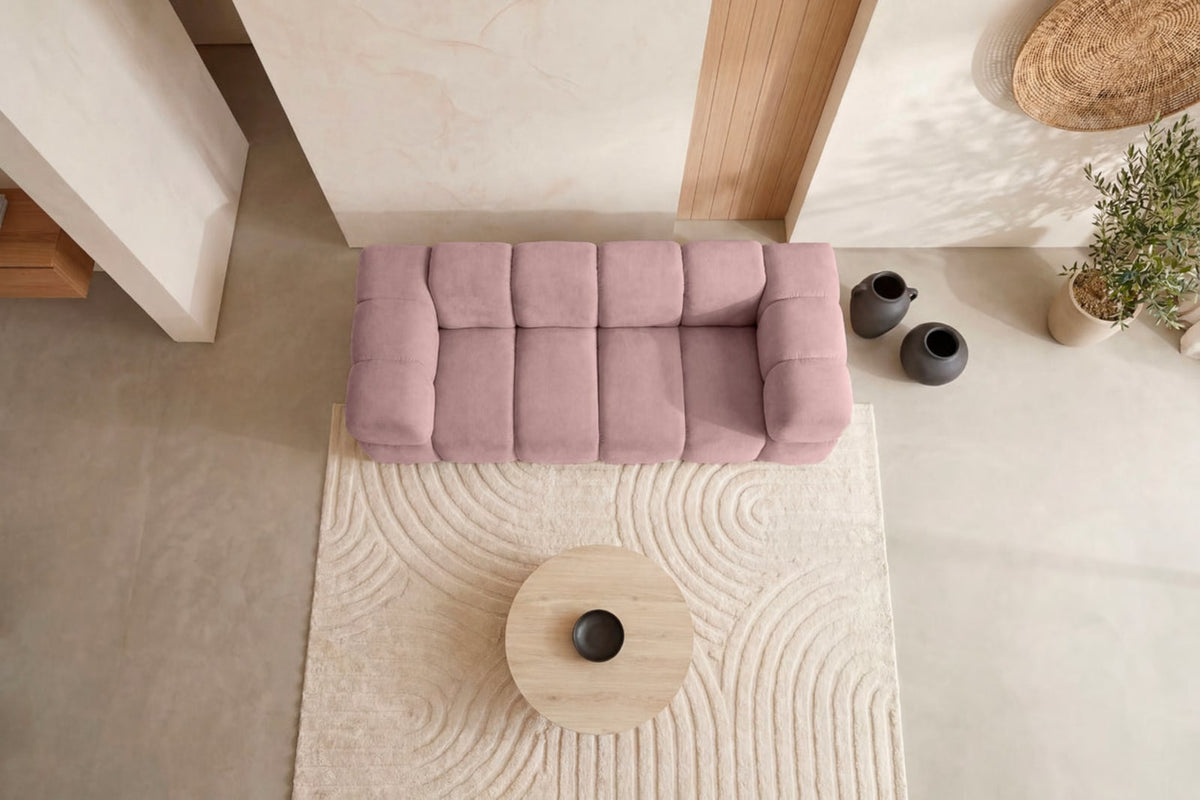 Canapé nuage droit 3 places en velours rose - GUSTAVE