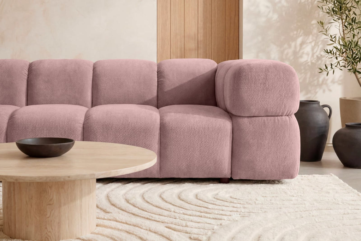 Canapé nuage droit 3 places en velours rose - GUSTAVE