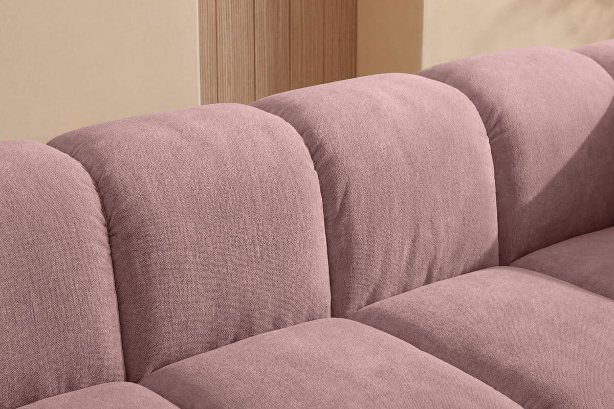 Canapé nuage droit 3 places en velours rose - GUSTAVE