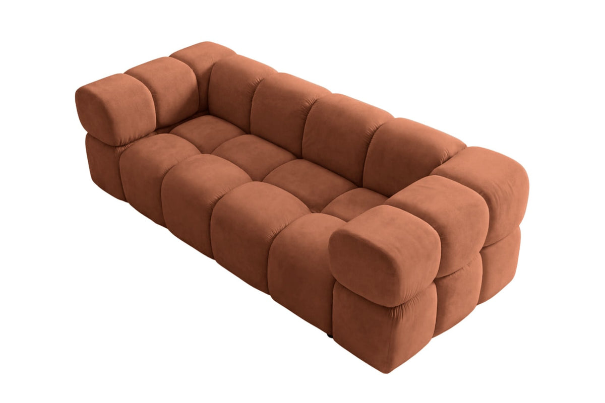 Canapé nuage droit 3 places en velours terracotta - GUSTAVE