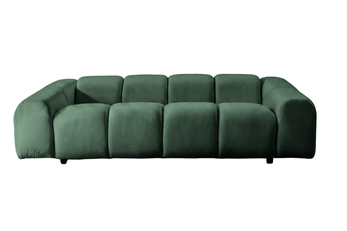 Canapé nuage droit 3 places en velours vert - CANDICE