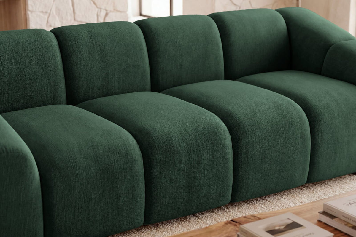 Canapé nuage droit 3 places en velours vert - CANDICE