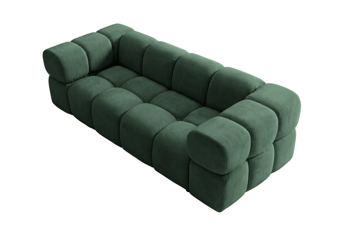 Canapé nuage droit 3 places en velours vert - GUSTAVE