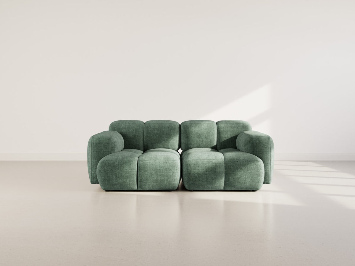 Canapé nuage modulable 2 places velours vert - GRACE