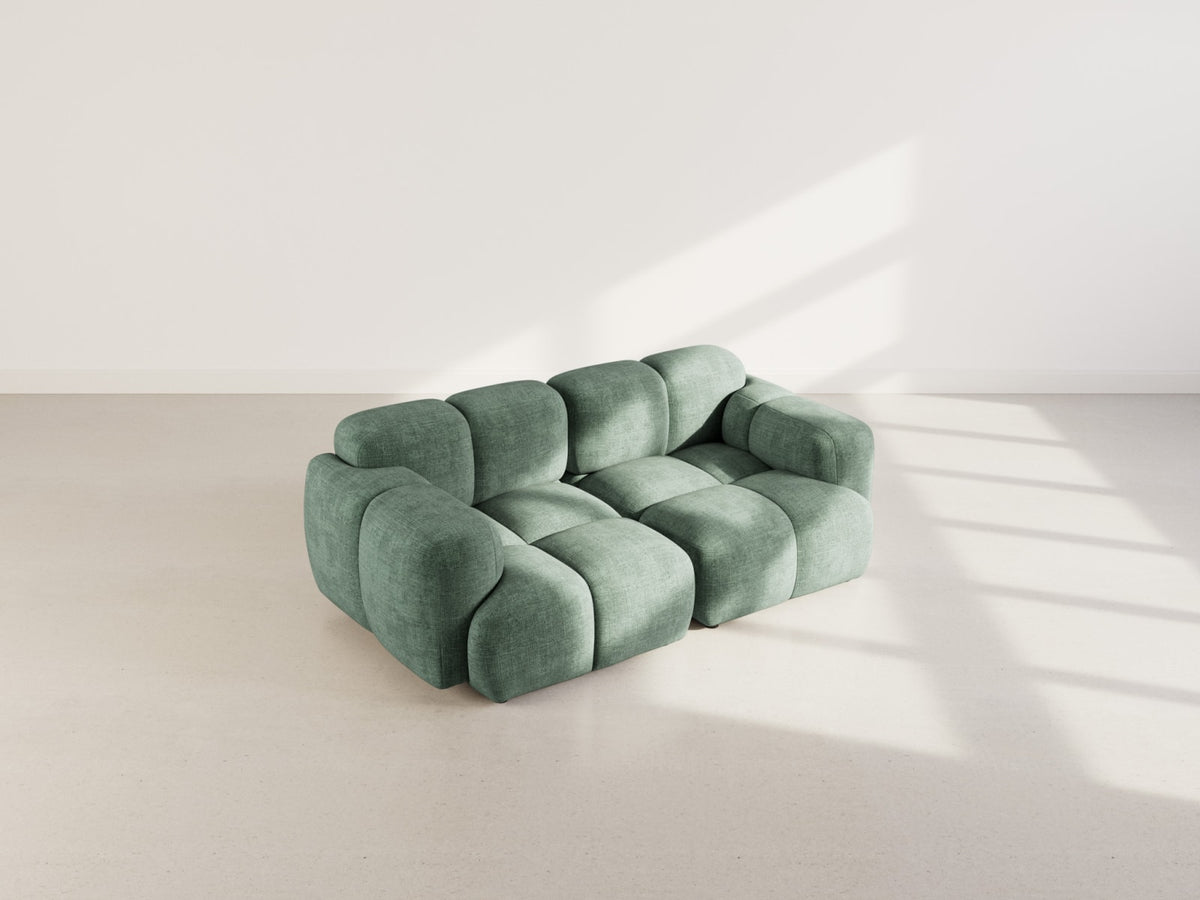 Canapé nuage modulable 2 places velours vert - GRACE
