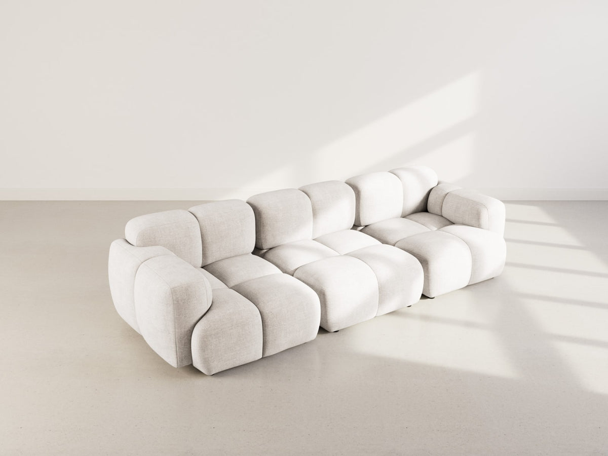 Canapé nuage modulable 3 places en velours texturé beige - GRACE