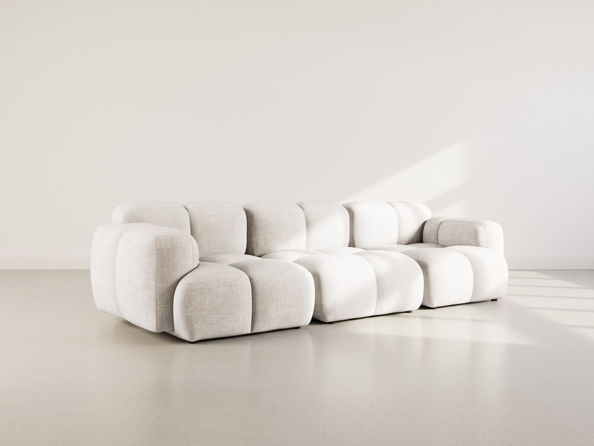Canapé nuage modulable 3 places en velours texturé beige - GRACE