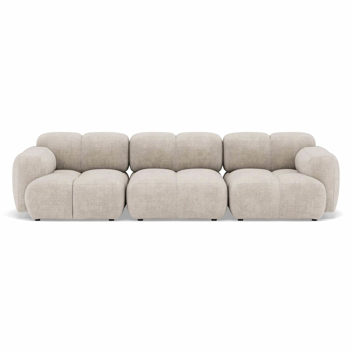 Canapé nuage modulable 3 places en velours texturé beige - GRACE