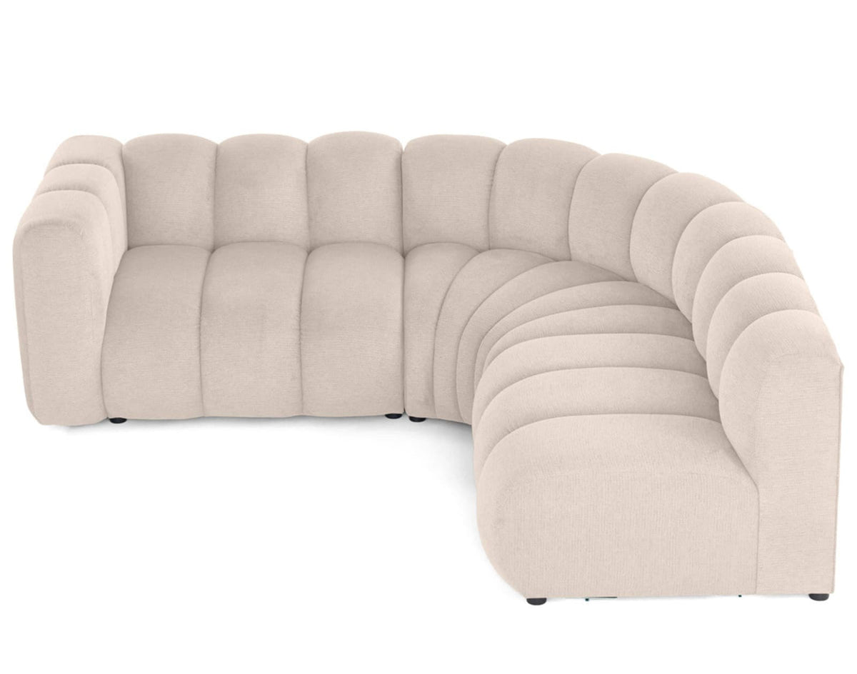 Canapé nuage d'angle modulable 4 places tissu texturé beige - DEBBIE