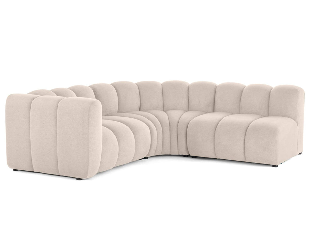 Canapé nuage d'angle modulable 4 places tissu texturé beige - DEBBIE