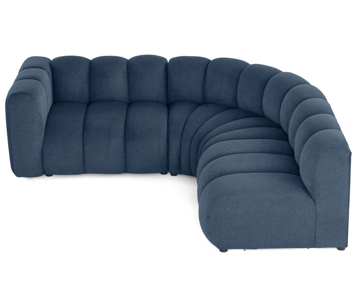 Canapé nuage d'angle modulable 4 places tissu texturé bleu - DEBBIE