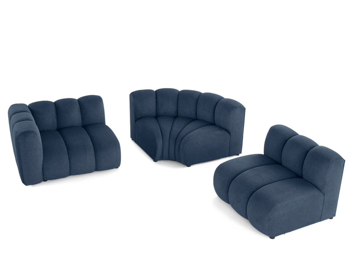 Canapé nuage d'angle modulable 4 places tissu texturé bleu - DEBBIE