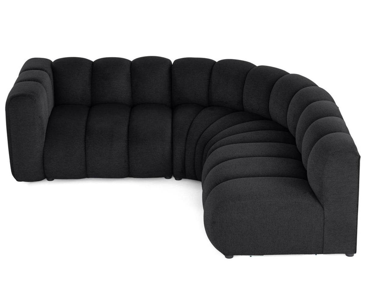Canapé nuage d'angle modulable 4 places tissu texturé noir - DEBBIE