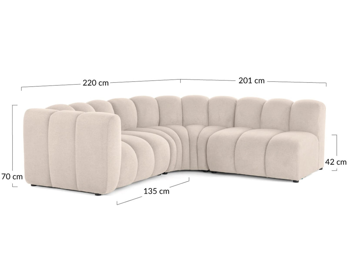 Canapé nuage d'angle modulable 4 places tissu texturé vert - DEBBIE