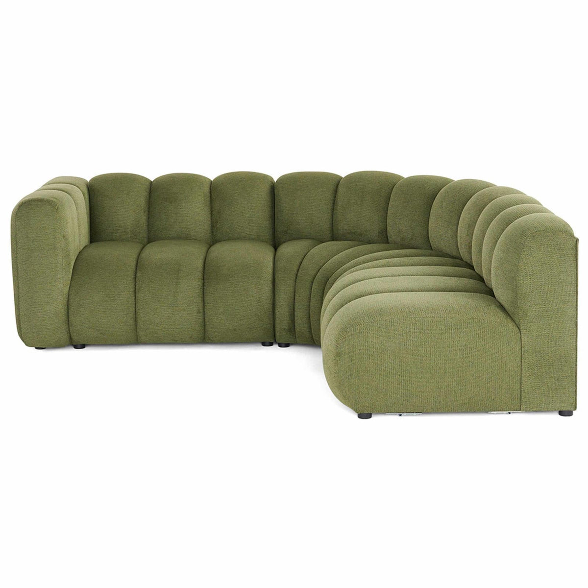 Canapé nuage d'angle modulable 4 places tissu texturé vert - DEBBIE