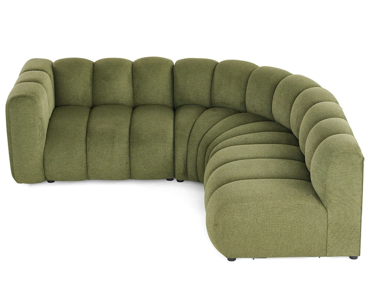 Canapé nuage d'angle modulable 4 places tissu texturé vert - DEBBIE