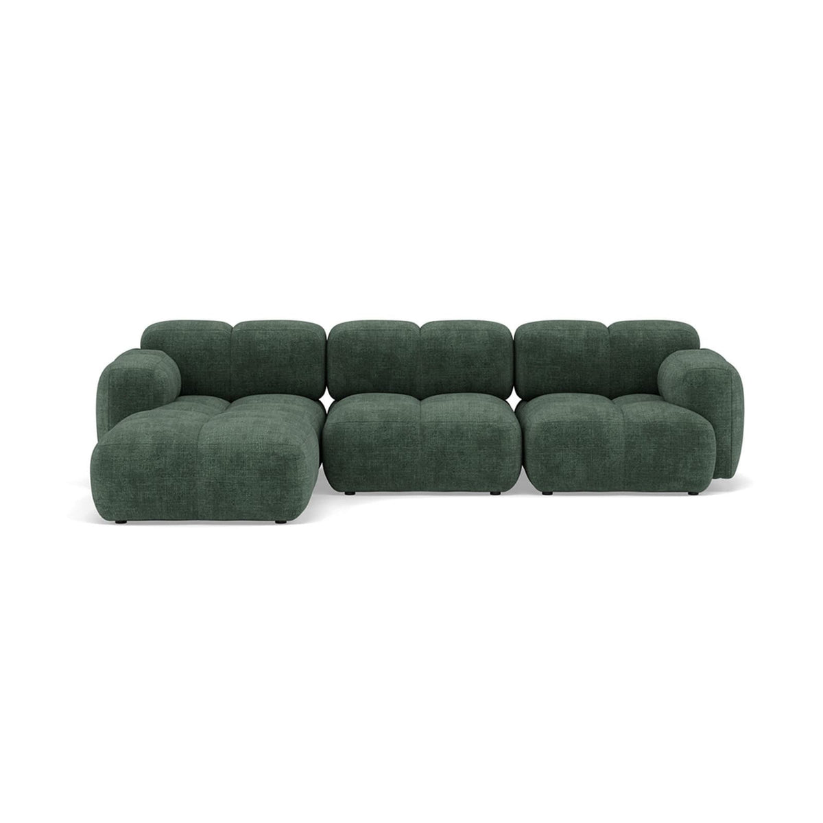 Canapé nuage d'angle modulable 4 places réversible velours vert - GRACE