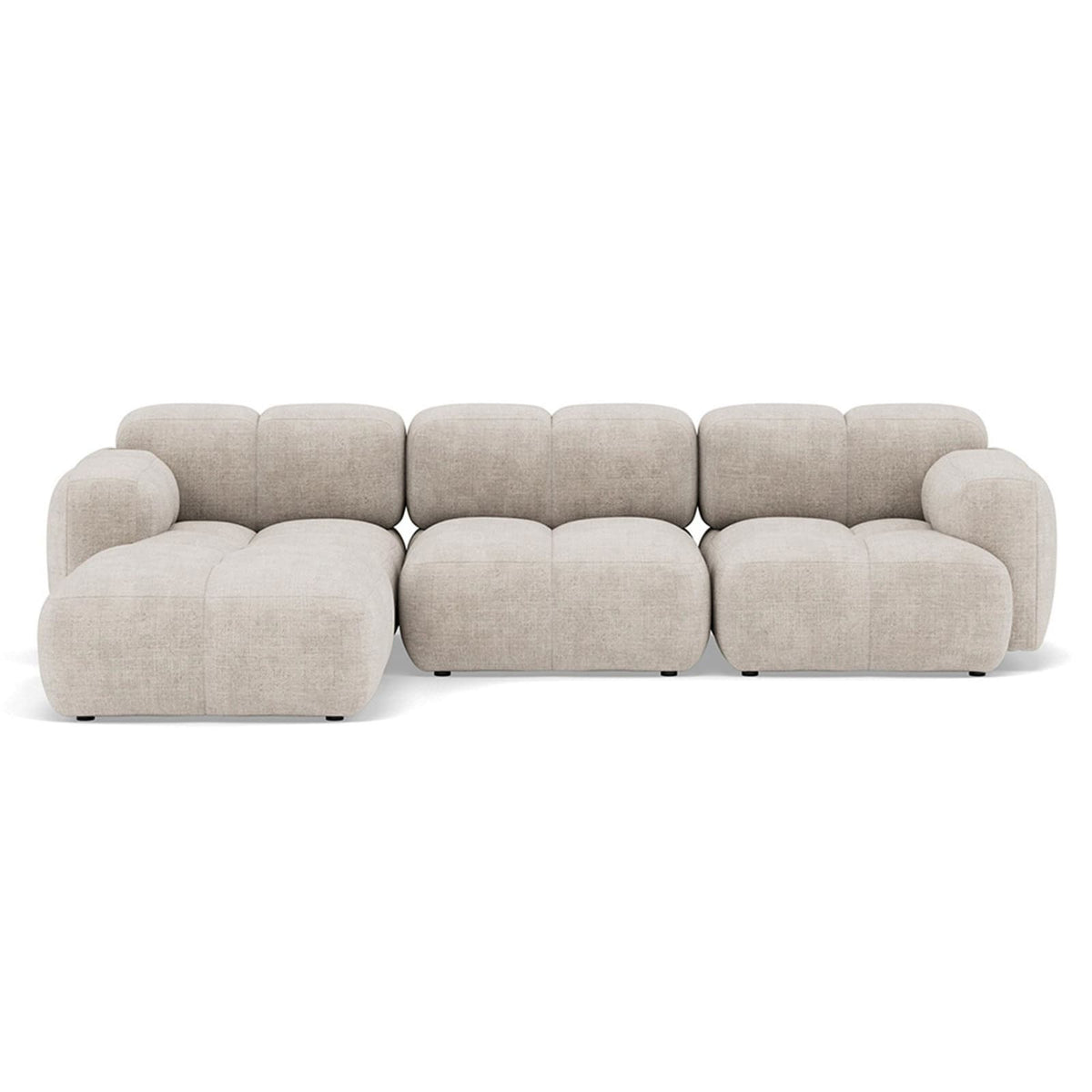 Canapé nuage modulable 4 places méridienne velours beige - GRACE