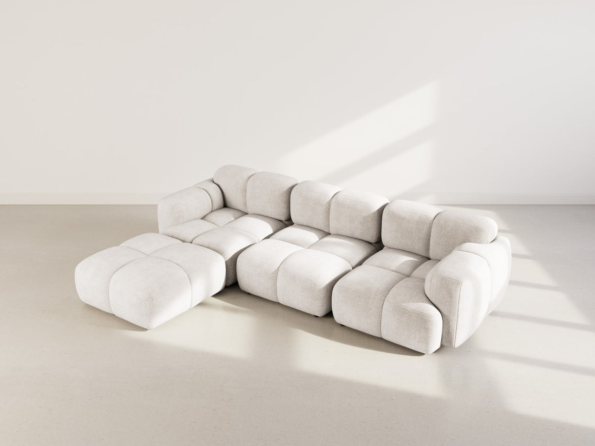 Canapé nuage modulable 4 places méridienne velours beige - GRACE