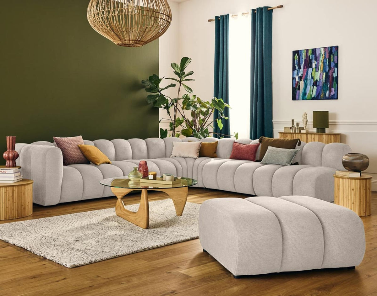 Canapé nuage modulable 5 places en tissu beige - DEBBIE