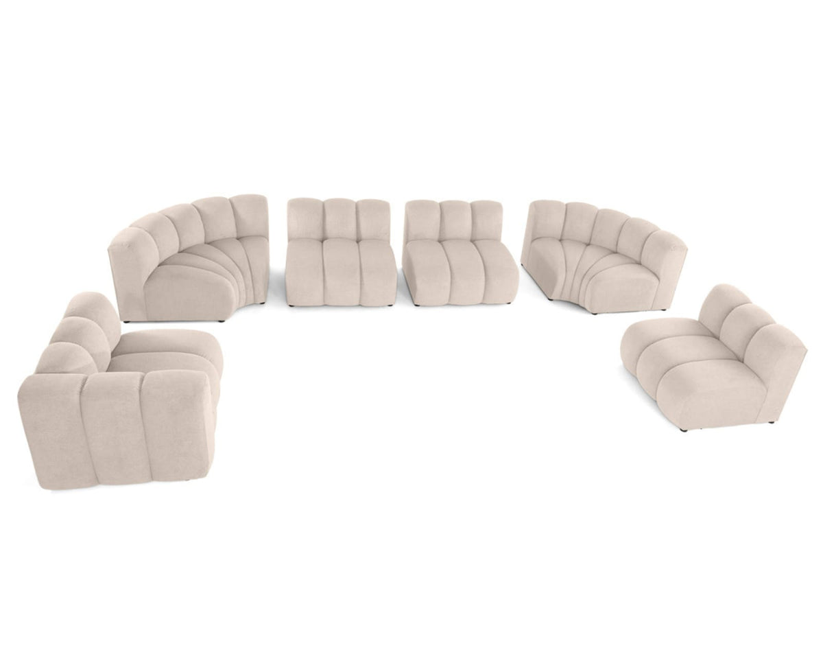 Canapé nuage modulable 7 places angle droit en tissu texturé beige - DEBBIE
