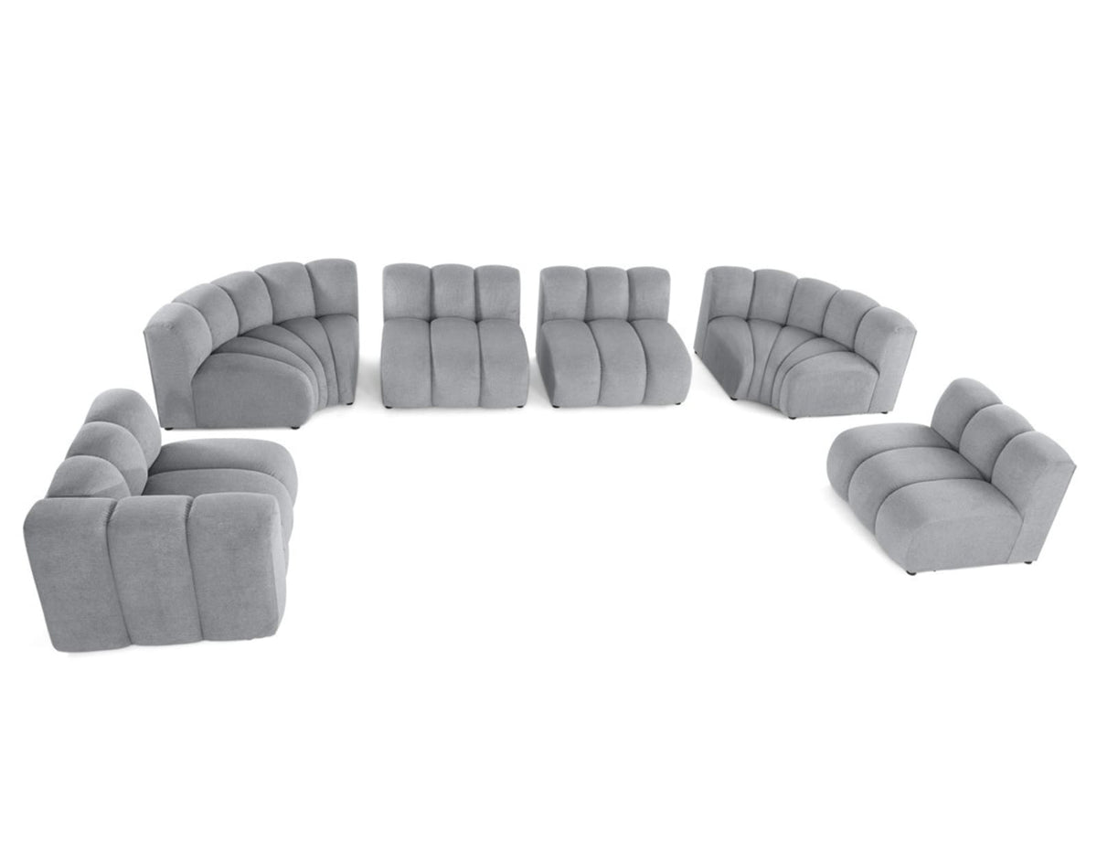 Canapé nuage modulable 7 places angle droit en tissu texturé gris - DEBBIE