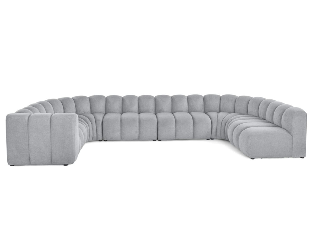 Canapé nuage modulable 7 places angle droit en tissu texturé gris - DEBBIE