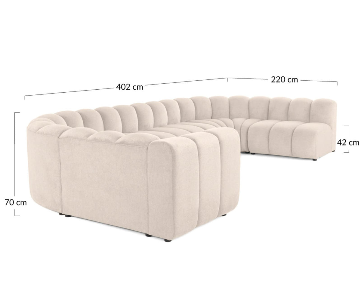 Canapé nuage modulable 7 places angle droit en tissu texturé gris - DEBBIE