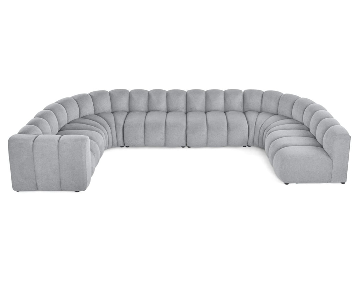 Canapé nuage modulable 7 places angle droit en tissu texturé gris - DEBBIE