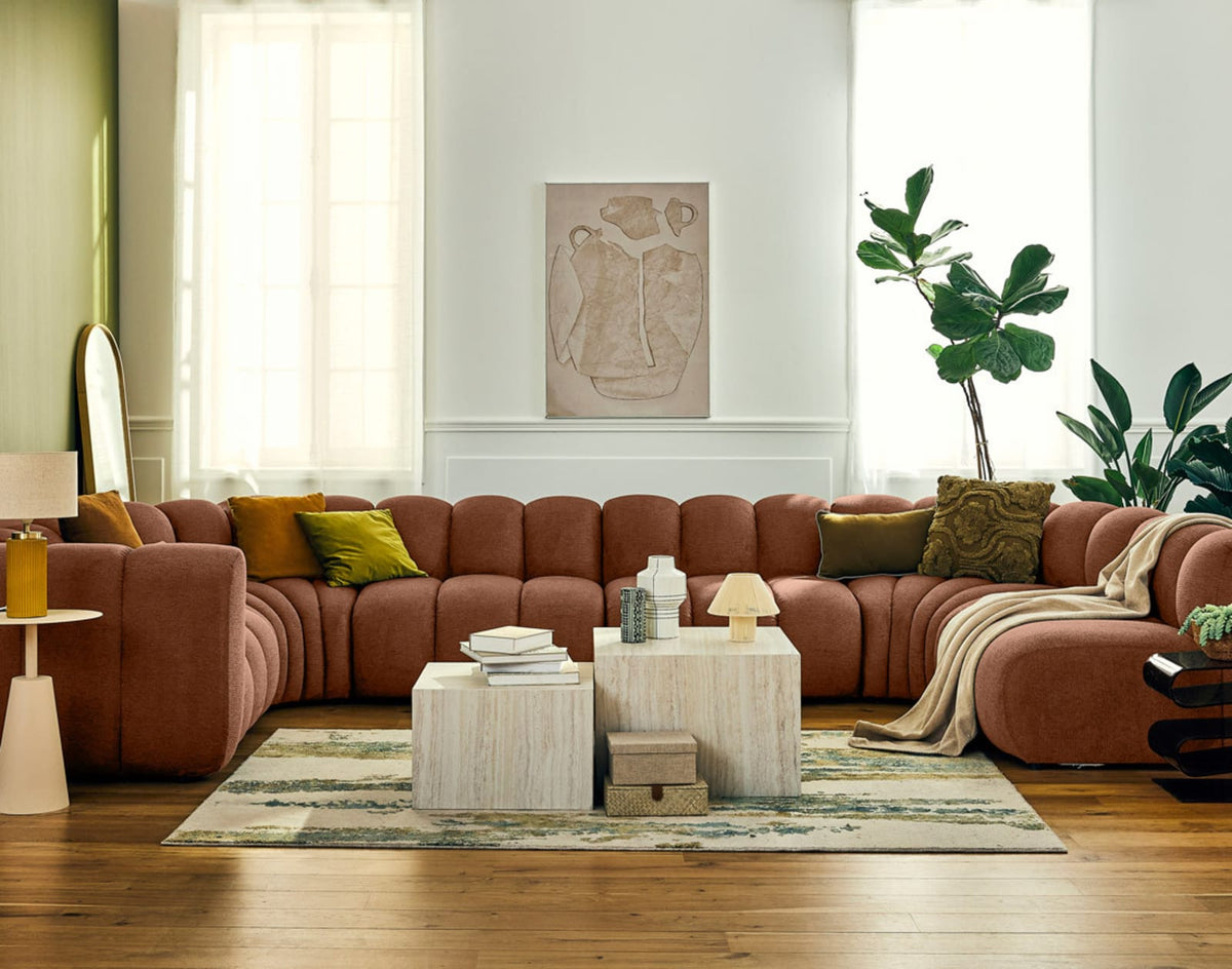 Canapé nuage modulable 7 places angle droit terracotta - DEBBIE