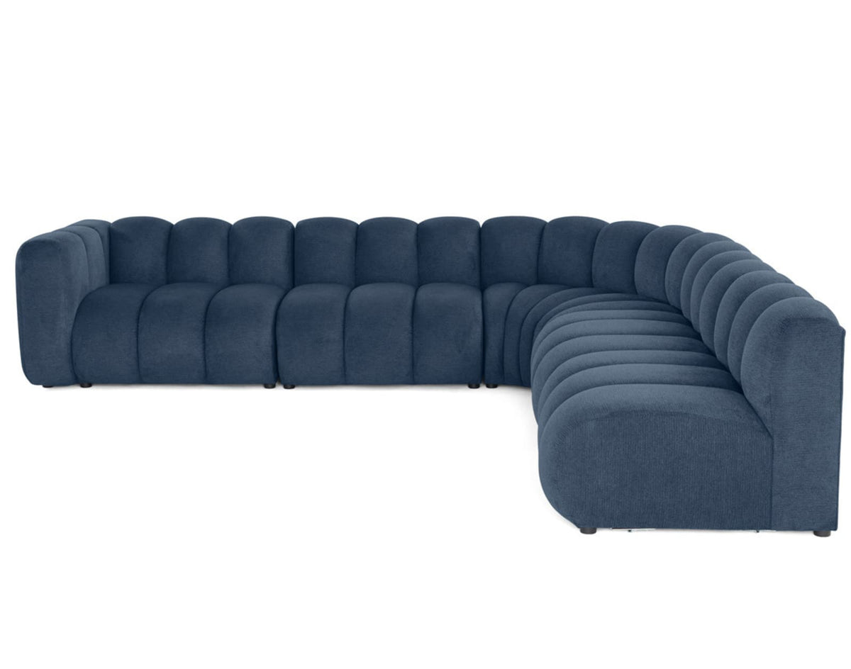 Canapé nuage modulable d'angle droit 5 places bleu - DEBBIE