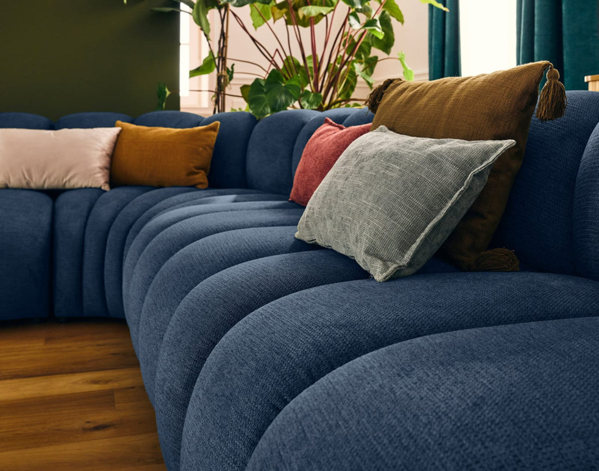 Canapé nuage modulable d'angle droit 5 places bleu - DEBBIE
