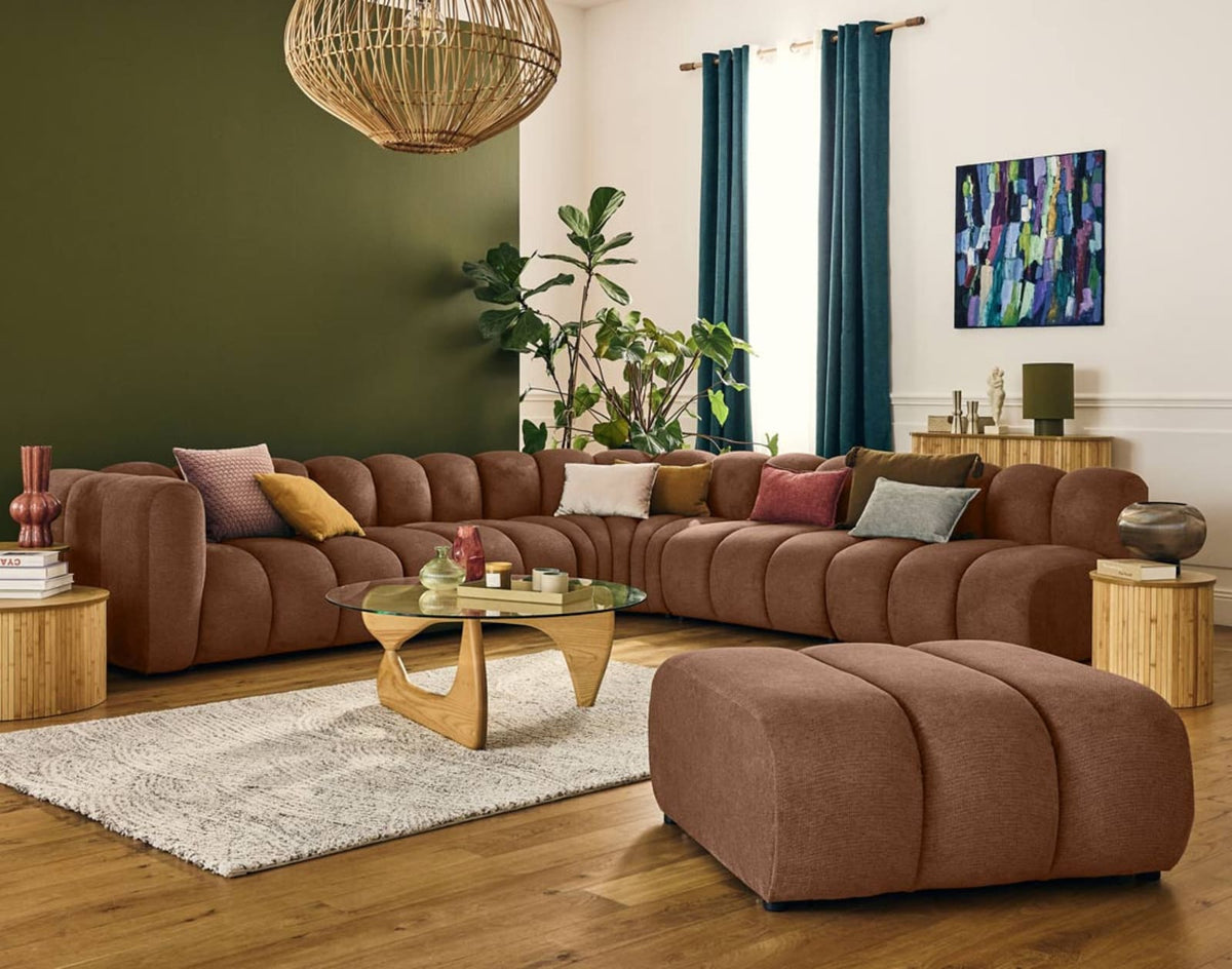 Canapé nuage modulable d'angle droit 5 places terracotta - DEBBIE