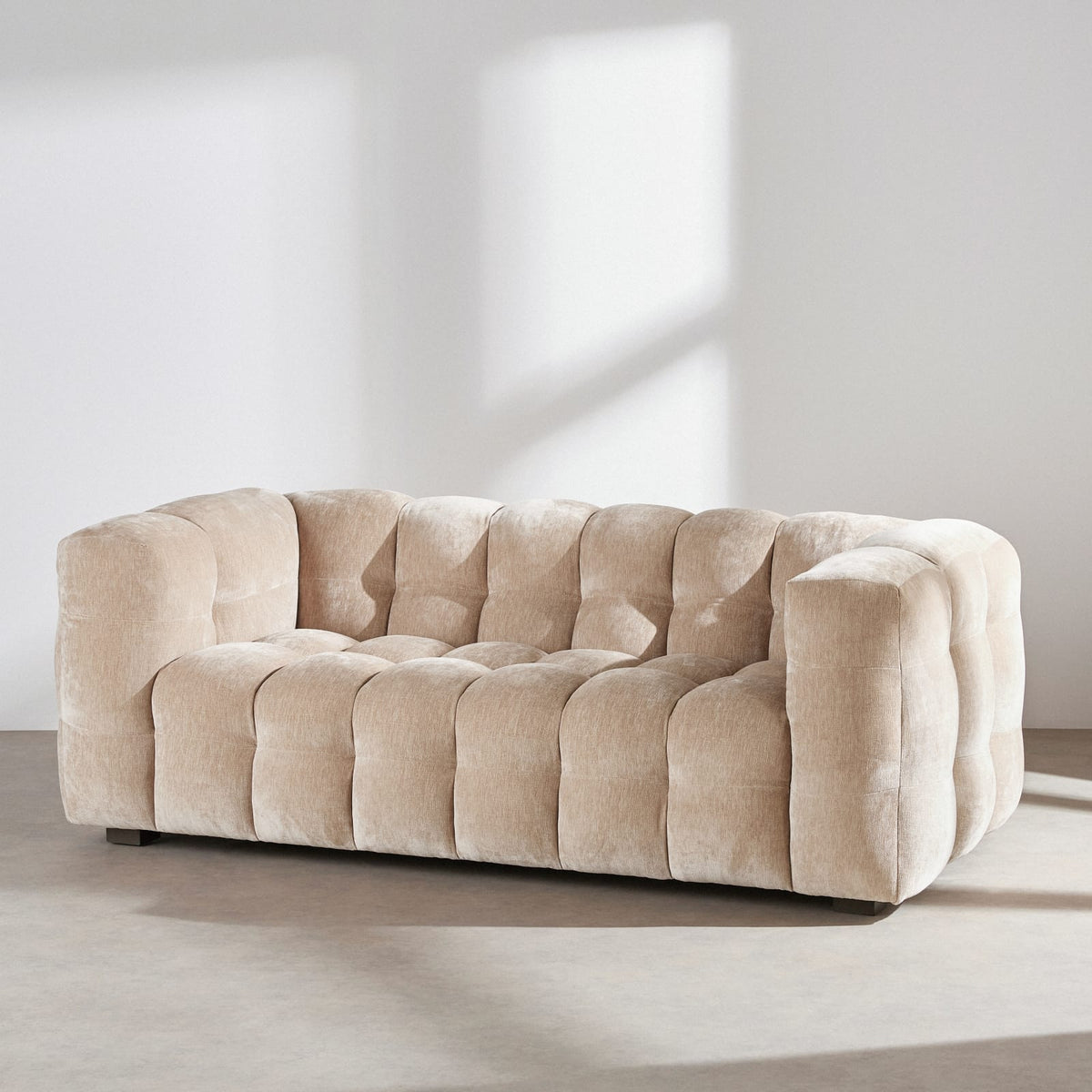 Canapé nuage 2 places velours beige latte - LILO