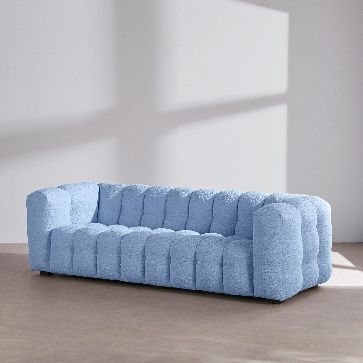 Canapé nuage 3/4 places en bouclette bleu azur - LILO