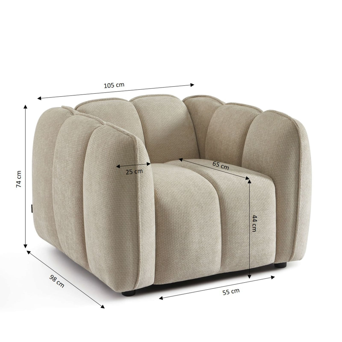 Fauteuil nuage en tissu chenille beige - MATILDA
