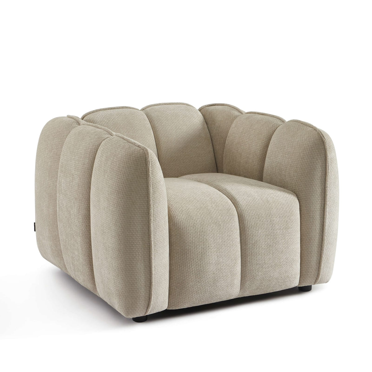 Fauteuil nuage en tissu chenille beige - MATILDA